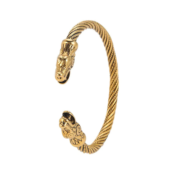 kkjoy Stainless Steel Viking Bracelet for Men Dragon Head Screw Cuff Bangle Norse Biker Amulet Nordic Pirates Arm Ring Wristband Jewellery